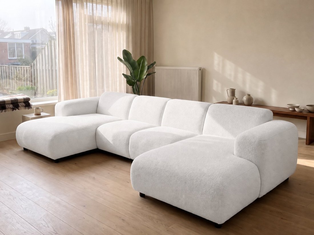 Rotterdam Longchair + 2 Zits + Longchair in wit – kleurimpressie – A-meubel