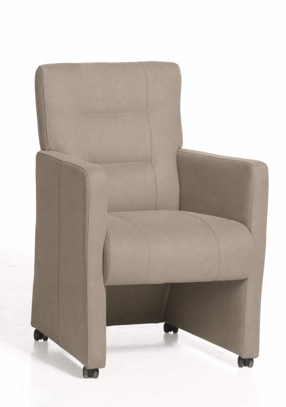 Stoel Donna met wieltjes in taupe – kleurimpressie – A-meubel