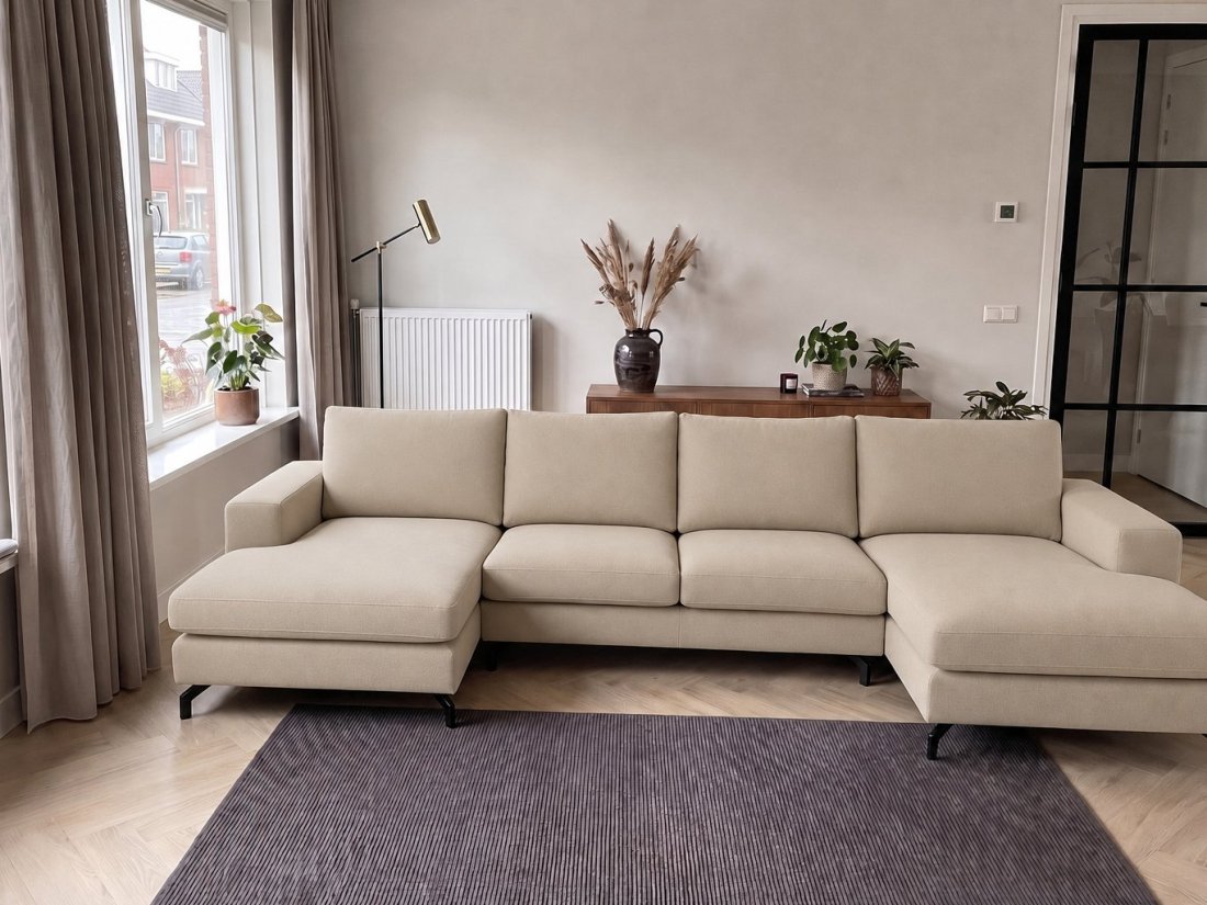 Stroe Longchair + 2.5 Zits + Longchair in beige – kleurimpressie – A-meubel