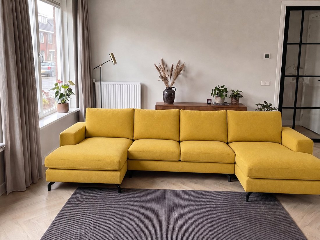 Stroe Longchair + 2.5 Zits + Longchair in geel – kleurimpressie – A-meubel