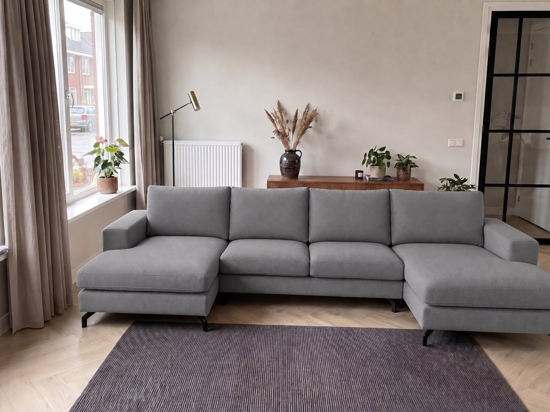 Stroe Longchair + 2.5 Zits + Longchair in grijs – kleurimpressie – A-meubel