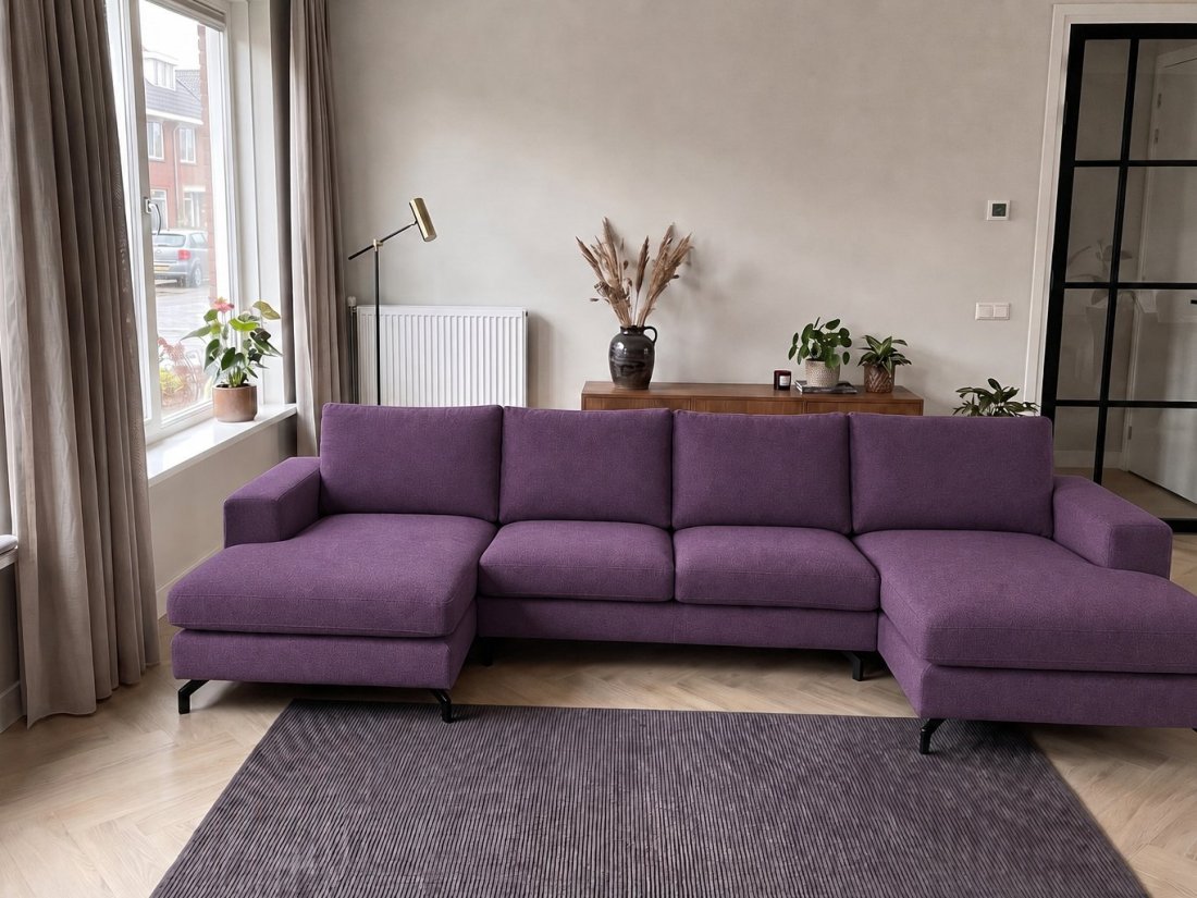 Stroe Longchair + 2.5 Zits + Longchair in paars – kleurimpressie – A-meubel
