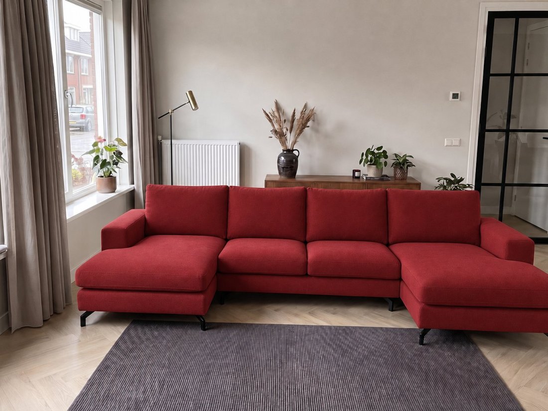 Stroe Longchair + 2.5 Zits + Longchair in rood – A-meubel