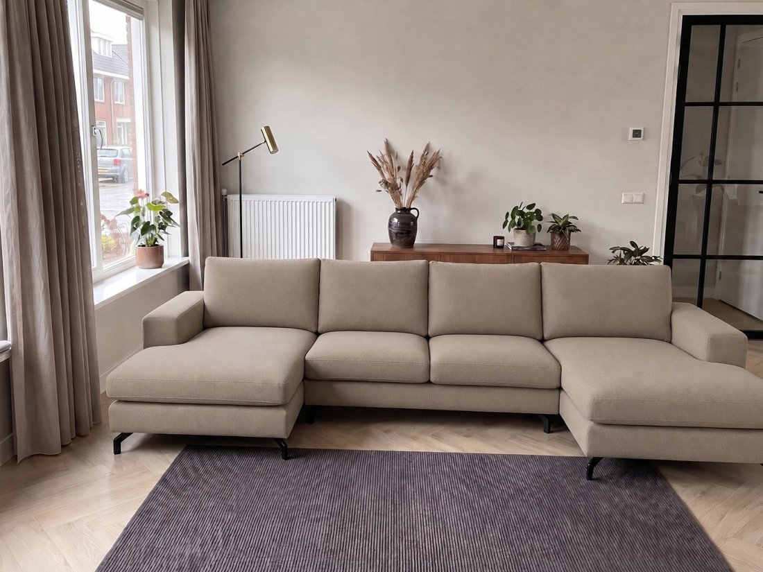 Stroe Longchair + 2.5 Zits + Longchair in taupe – kleurimpressie – A-meubel