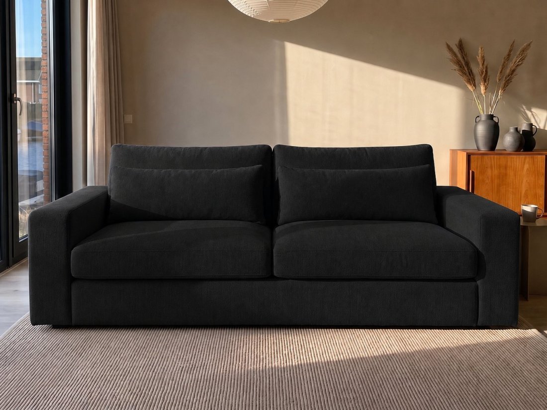 Terheijden 2 Zits Bank in zwart – kleurimpressie – A-meubel