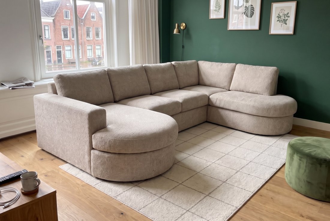 U-bank U-Bank Haarlem Longchair Rond + 2.5 Zits + Ottomaan Klein Rond in beige – foto 3 – A-meubel