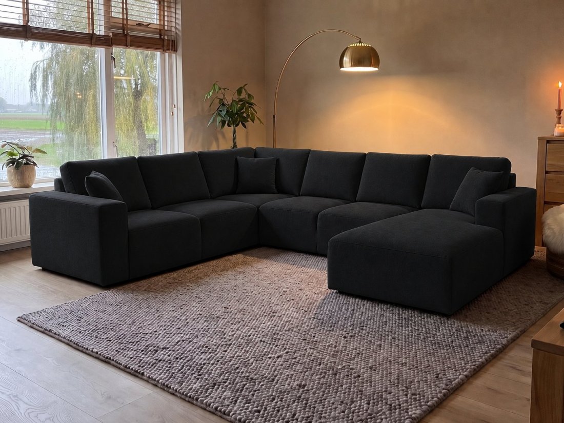U-Bank Marle in zwart – kleurimpressie – A-meubel
