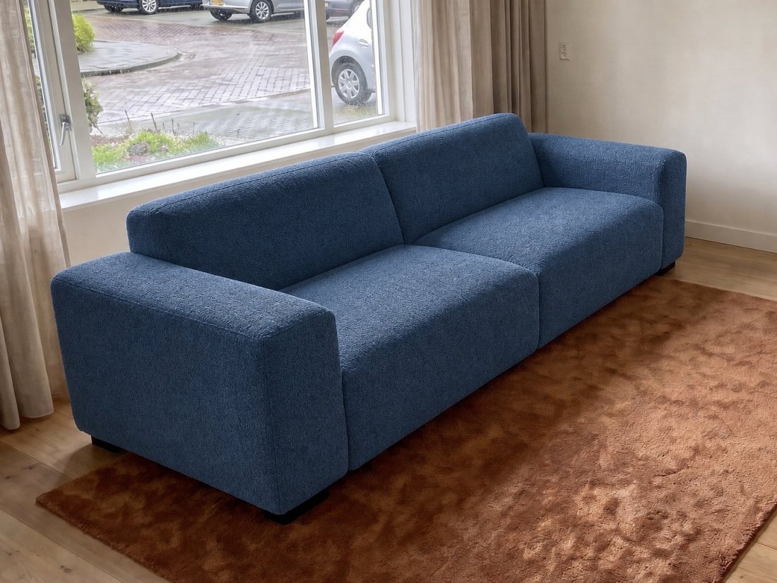 Veenendaal 2.5 Zits Bank in blauw – kleurimpressie – A-meubel