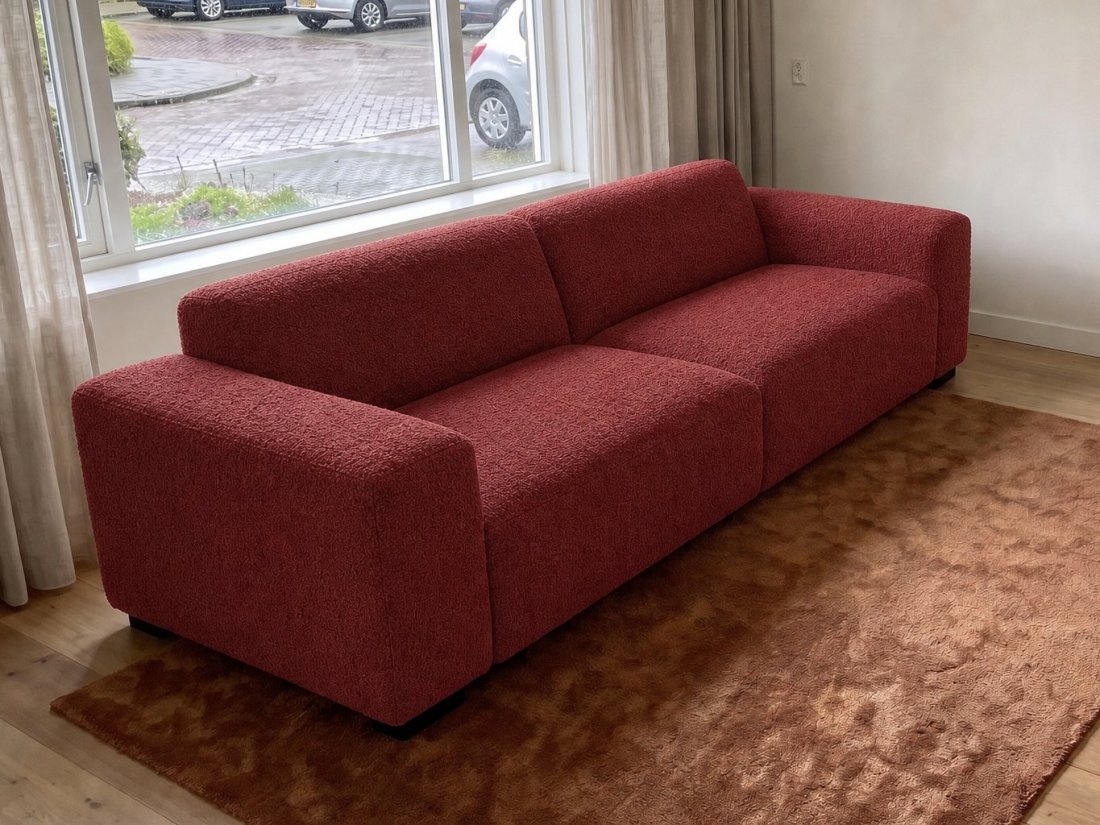 Veenendaal 2.5 Zits Bank in rood – kleurimpressie – A-meubel