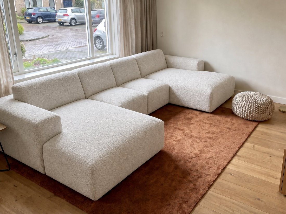 Veenendaal Longchair + 2 Zits + Longchair in wit – kleurimpressie – A-meubel