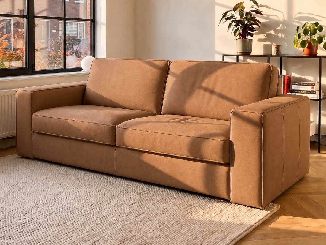 Veneto 2.5 Zits (Small Arm 17cm) in cognac – kleurimpressie – A-meubel
