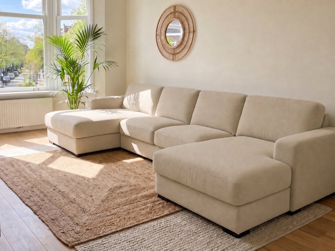 Voorburg Longchair Klein + 2 Zits + Longchair Klein in beige – kleurimpressie – A-meubel