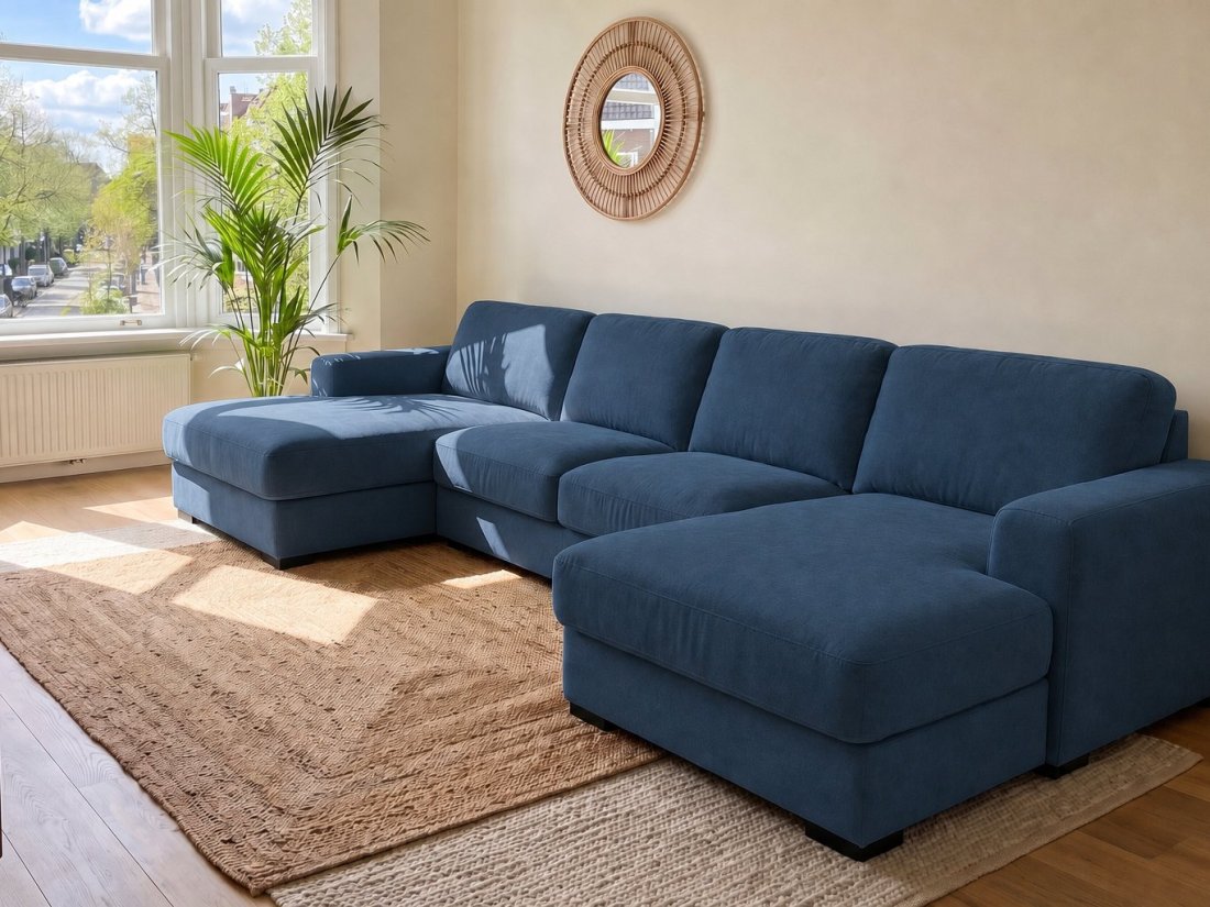 Voorburg Longchair Klein + 2 Zits + Longchair Klein in blauw – kleurimpressie – A-meubel