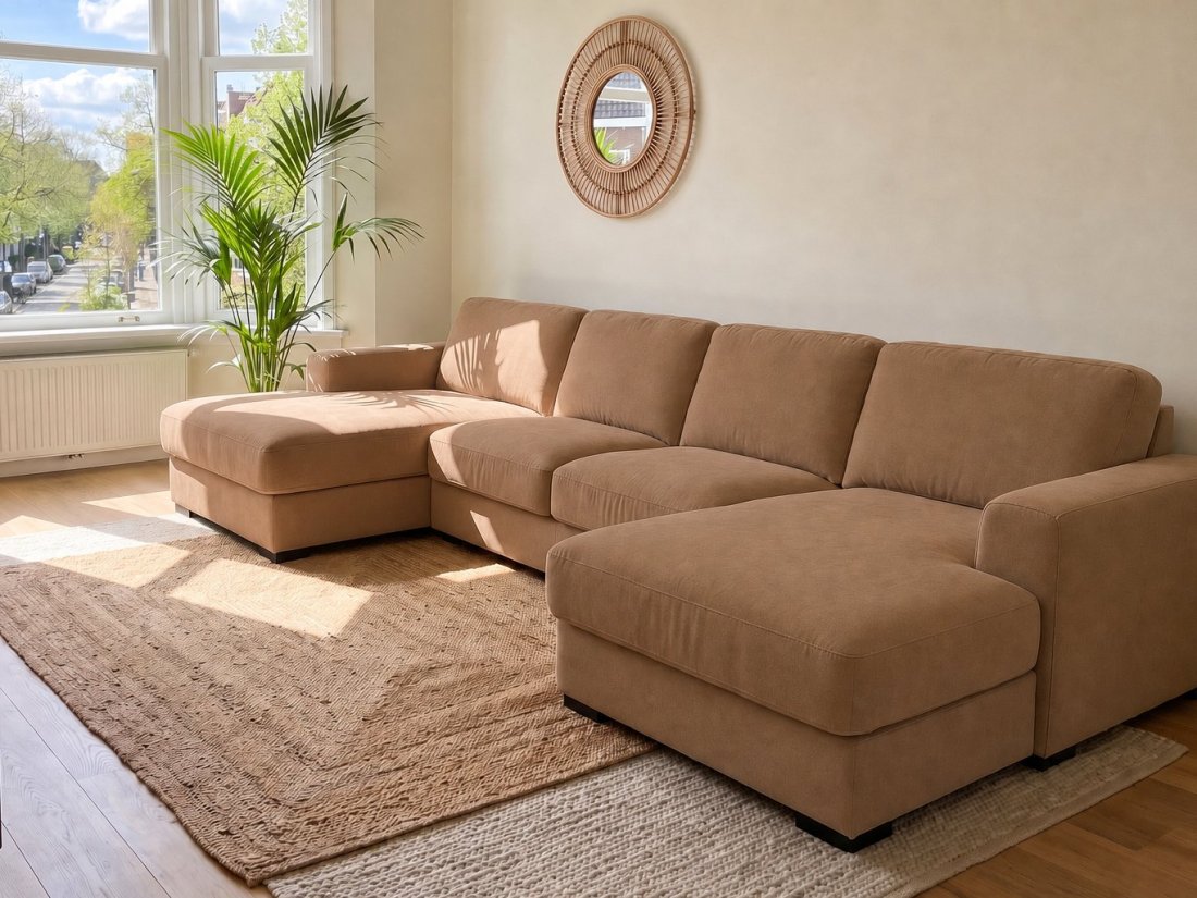 Voorburg Longchair Klein + 2 Zits + Longchair Klein in bruin – A-meubel