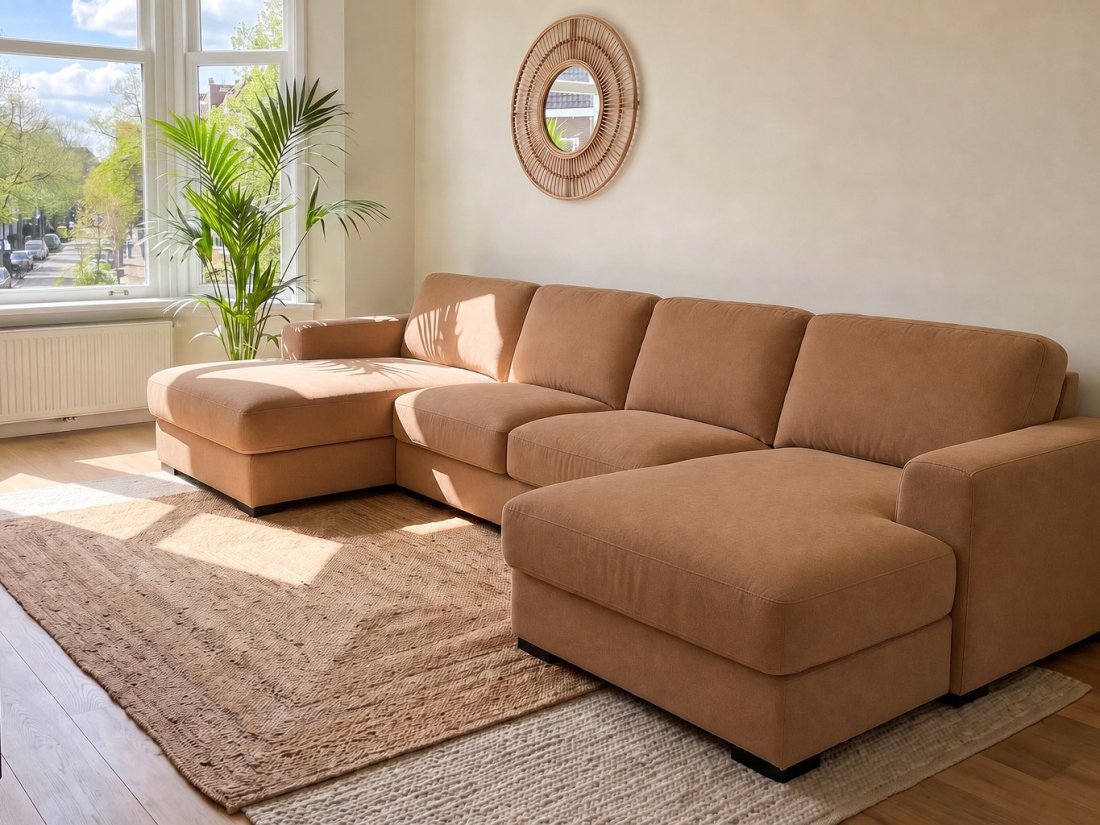 Voorburg Longchair Klein + 2 Zits + Longchair Klein in cognac – kleurimpressie – A-meubel