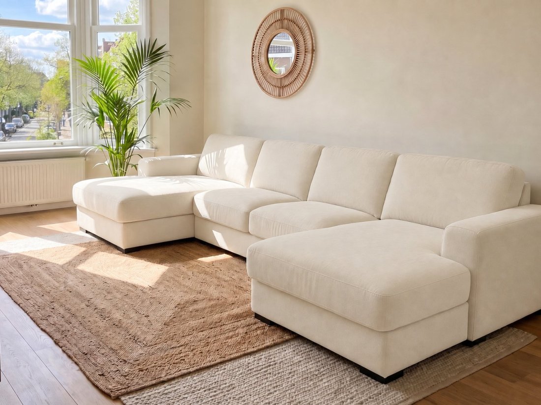 Voorburg Longchair Klein + 2 Zits + Longchair Klein in creme – kleurimpressie – A-meubel