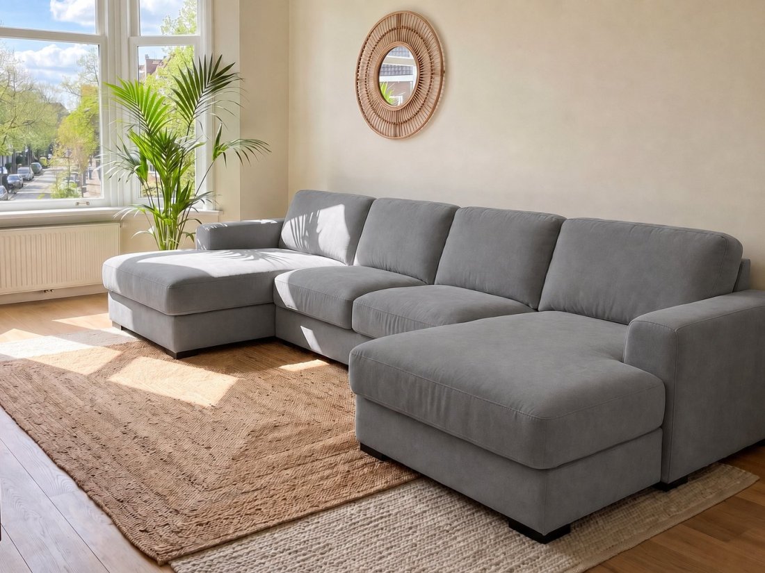Voorburg Longchair Klein + 2 Zits + Longchair Klein in grijs – kleurimpressie – A-meubel