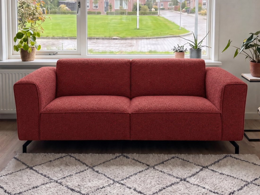 Wolvega 3 Zits Bank in rood – kleurimpressie – A-meubel