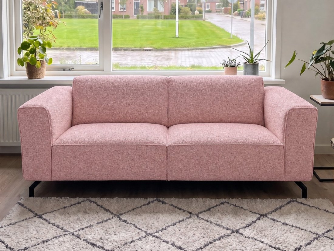 Wolvega 3 Zits Bank in roze – kleurimpressie – A-meubel
