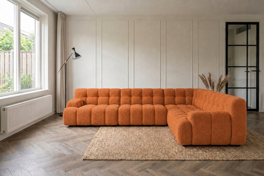 Zuidlaren 3 Zits Diep + Hoek  Diep + 2 Zits  Diep in oranje – kleurimpressie – A-meubel