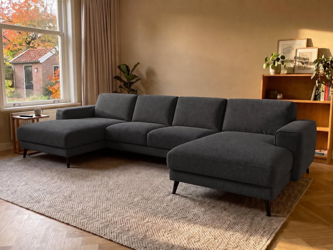 Zwolle Longchair + 2 Zits + Longchair in antraciet – A-meubel