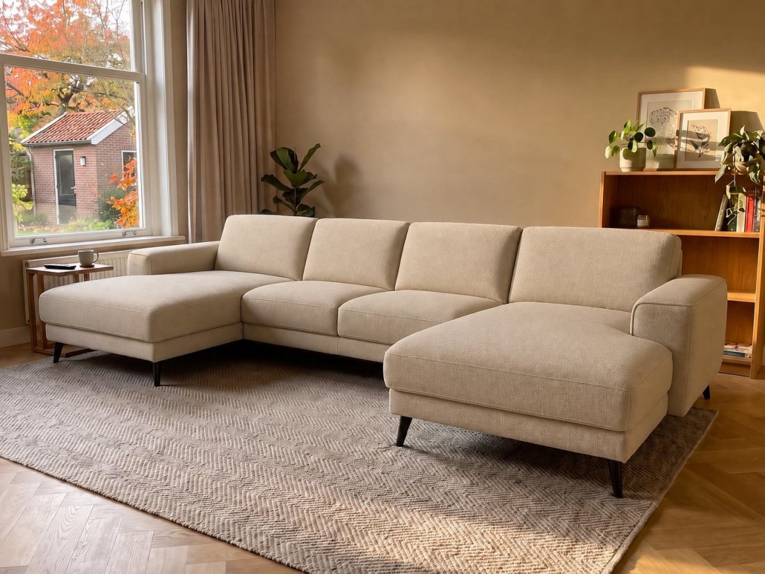 Zwolle Longchair + 2 Zits + Longchair in beige – kleurimpressie – A-meubel