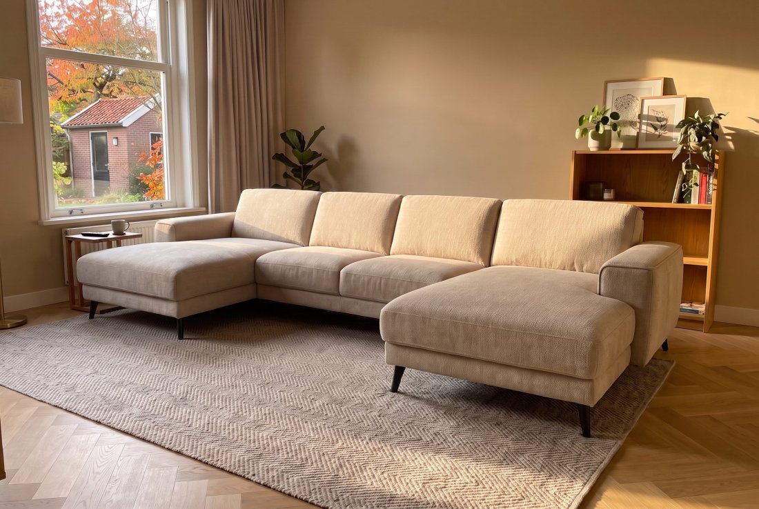 U-bank Zwolle Longchair + 2 Zits + Longchair in beige – foto 2 – A-meubel