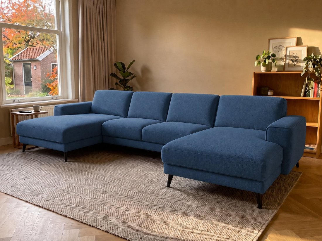 Zwolle Longchair + 2 Zits + Longchair in blauw – kleurimpressie – A-meubel