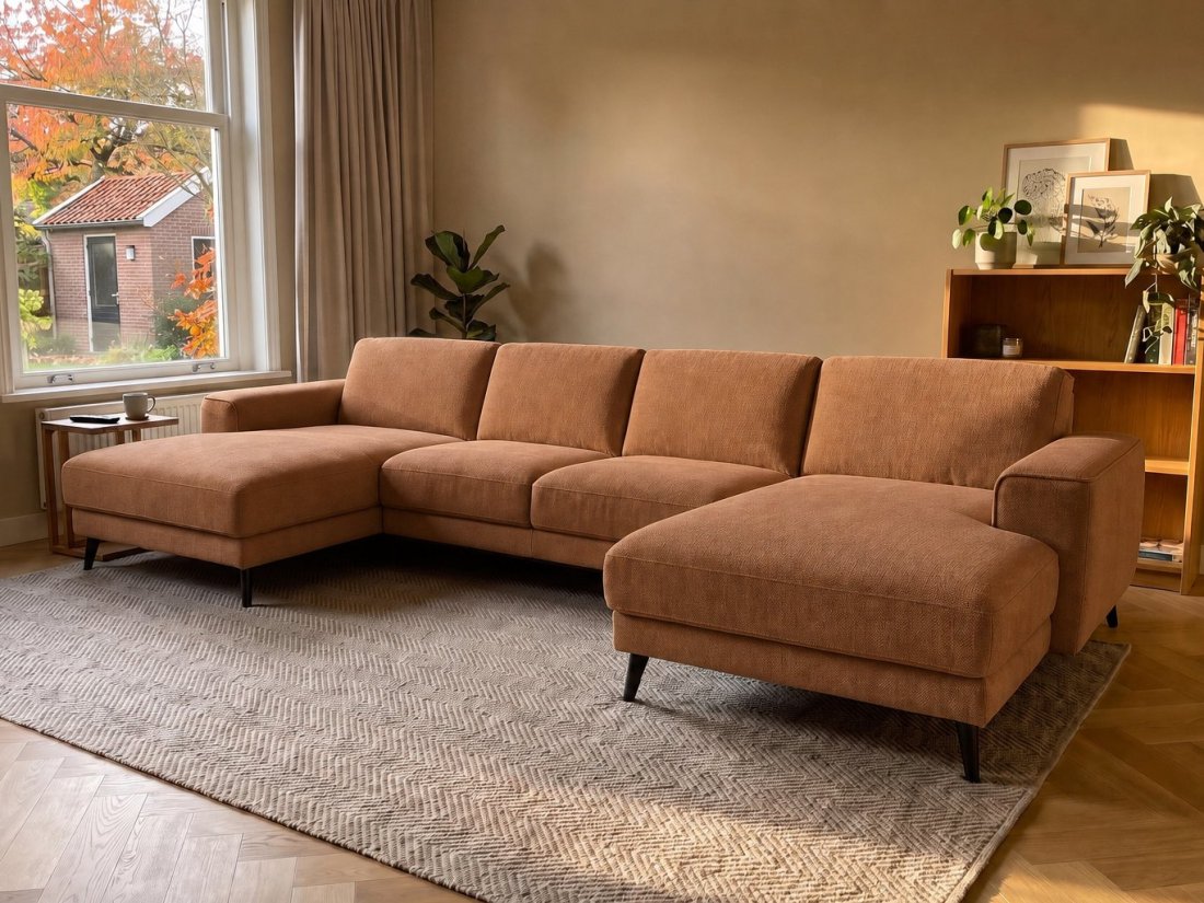 Zwolle Longchair + 2 Zits + Longchair in cognac – kleurimpressie – A-meubel