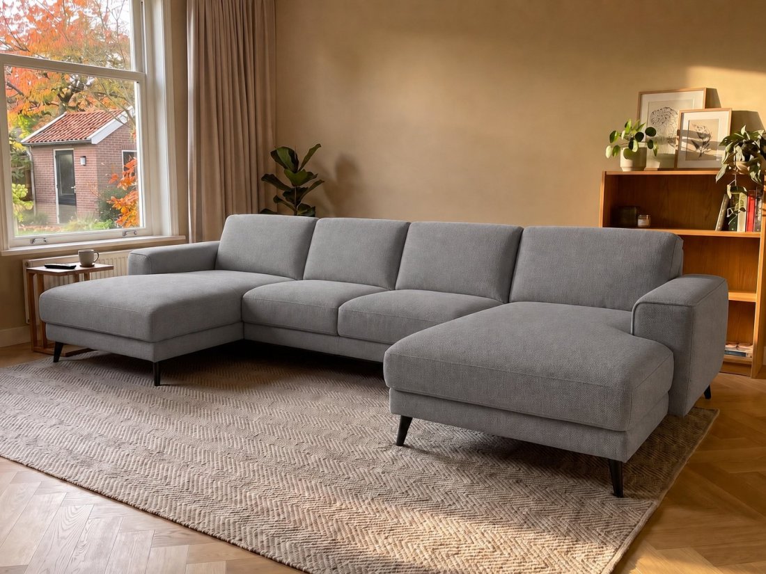 Zwolle Longchair + 2 Zits + Longchair in grijs – kleurimpressie – A-meubel