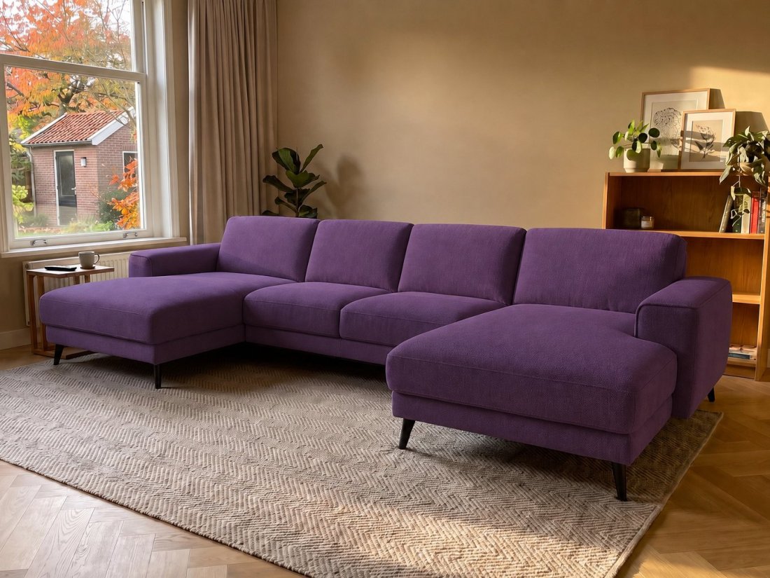 Zwolle Longchair + 2 Zits + Longchair in paars – kleurimpressie – A-meubel