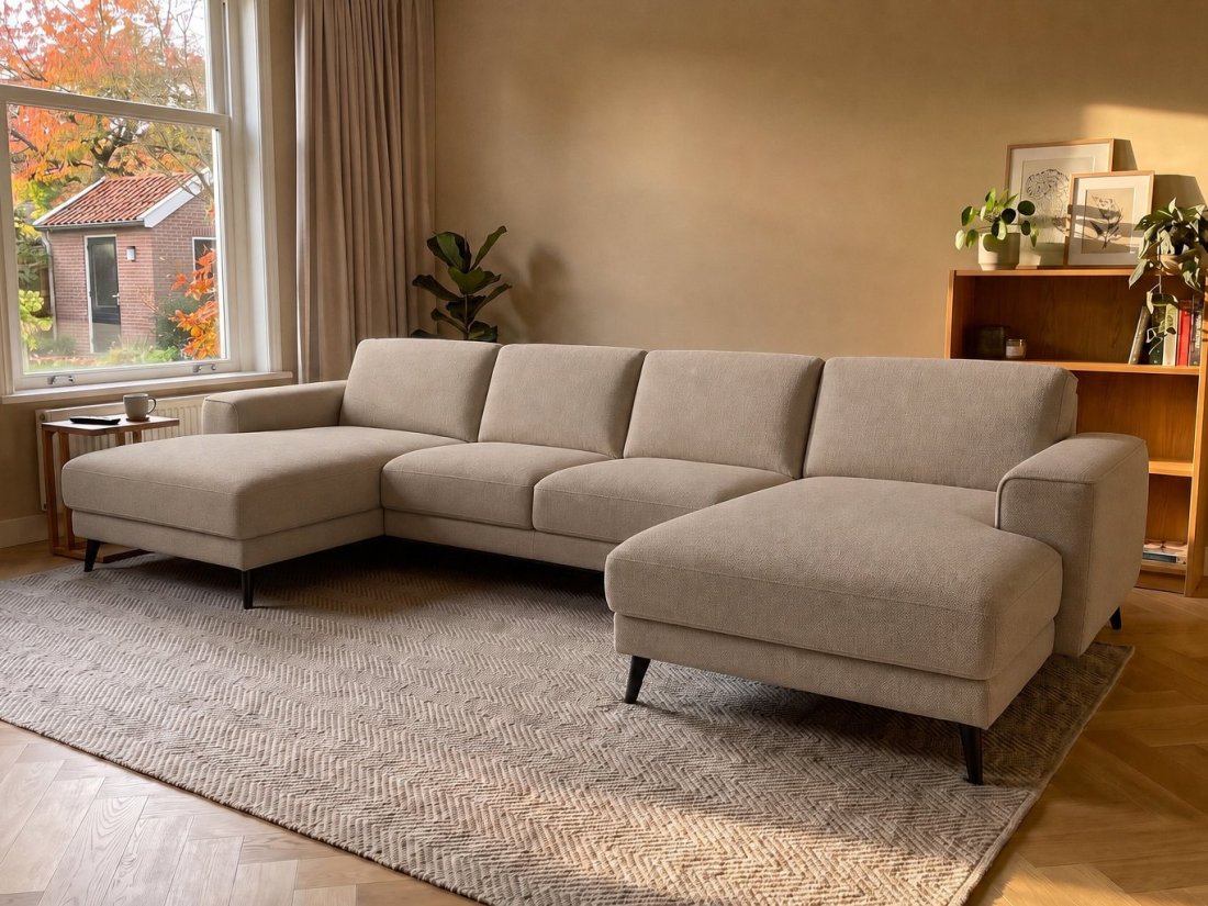 Zwolle Longchair + 2 Zits + Longchair in taupe – kleurimpressie – A-meubel