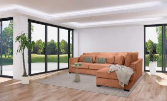 Cognac hoekbank Almere 292cm – A-meubel