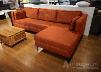 Cognac loungebank Borne 233cm – A-meubel