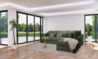 Groene hoekbank Almere 292cm – A-meubel