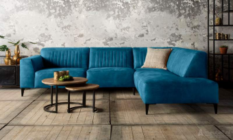 Blauwe hoekbank Aspen 258cm – A-meubel