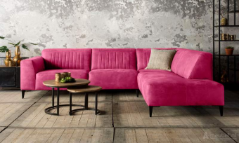 Roze hoekbank Aspen 256cm – A-meubel