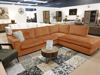 Cognac hoekbank Follega 251cm – A-meubel