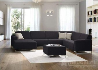 Antraciet u-bankstel Kerkdriel 221cm – A-meubel