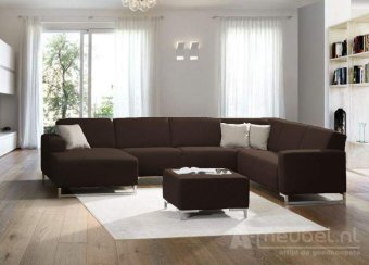 Bruine u-bankstel Kerkdriel 221cm – A-meubel