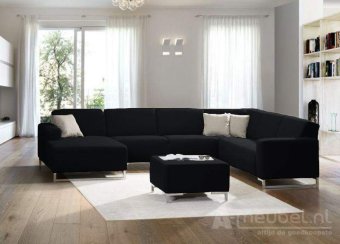 Zwarte u-bankstel Kerkdriel 154cm – A-meubel
