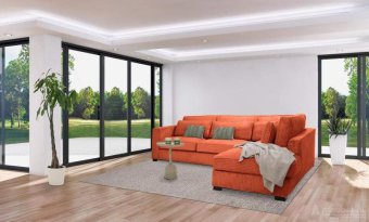 Oranje hoekbank Almere 292cm – A-meubel