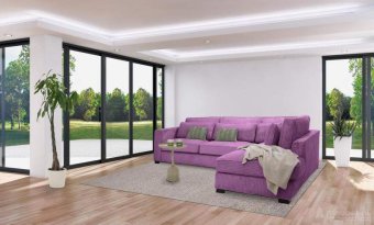 Paarse hoekbank Almere 292cm – A-meubel