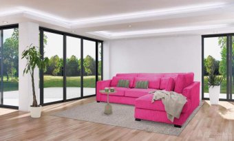 Roze hoekbank Almere 292cm – A-meubel