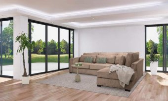 Taupe hoekbank Almere 292cm – A-meubel