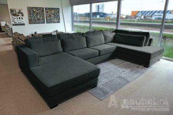Zwarte u-bank Arnhem 199cm – A-meubel