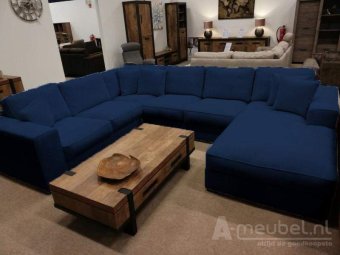 Blauwe u-bank Berlicum 265cm – A-meubel