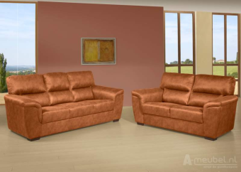 Cognac bankstel Oostrum 190cm – A-meubel