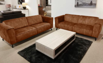Cognac bankstel Wolvega 185cm – A-meubel