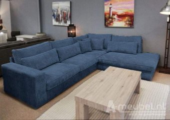 Blauwe hoekbank Ijsselstein 265cm – A-meubel